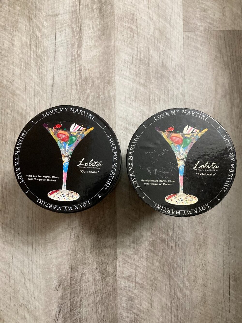 Lot of 2 Loita Celebrate Martini Glasses